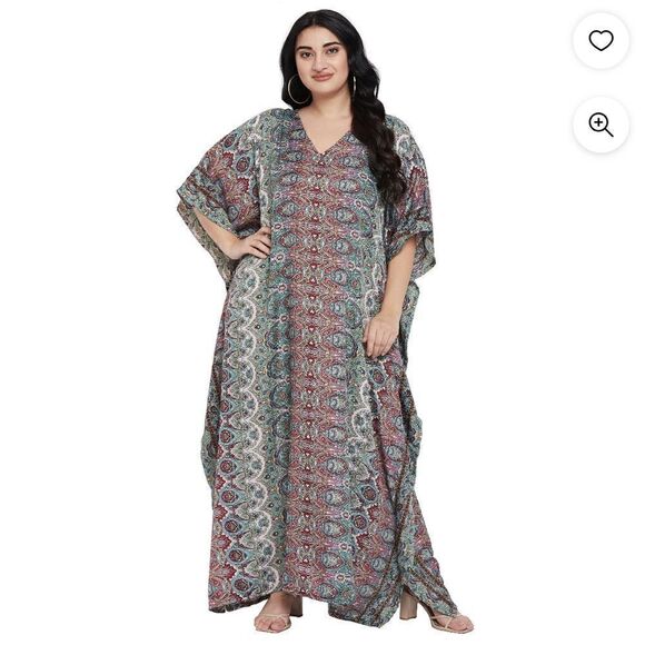 Gypsieblu Women Kaftans Dresses Caftan Long Maxi Printed Dress - Picture 1 of 12